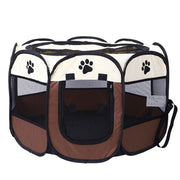 ペット用サークル ペットテント ペットハウス ケージ 犬用 猫用 折り畳み 八角形 73×43cm 肉球 無地 メッシュ 通気性 持ち運び コンパクト 室内 室外 ペット用品 ペットグッズ