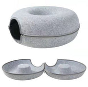 猫用ベッド ペット用ベッド ネコ用 丸型 ドーナツ型 寝床 お昼寝 トンネル ファスナー チャック ジッパー ラウンド 丸い 猫 ネコちゃん ペットグッズ