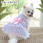 ペット用ワンピース ドレス 犬服 猫服 リボン ドッグウエア キャットウエア ノースリーブ 花柄 フラワープリント ストライプ お出掛け おめかし 記念日 ペット用品 わんちゃん ねこちゃん