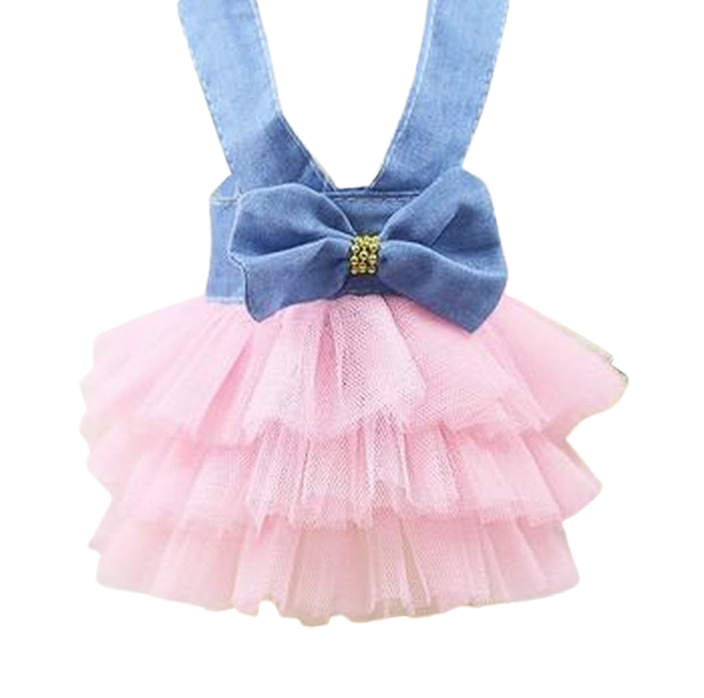 ペット用ドレス 犬服 猫服 ワンピース チュール リボン B×ピンク バリエーション画像