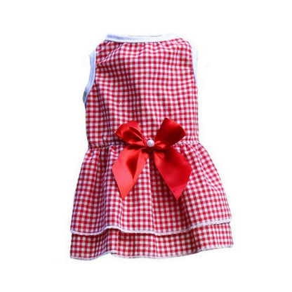 ペット用ドレス 犬服 猫服 ワンピース チュール リボン D×レッド バリエーション画像