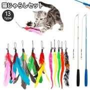 猫じゃらし 猫用おもちゃ 伸縮ロッド 交換ヘッド付き セット 羽根 ふわふわ かじる 遊び道具 室内運動 ストレス発散 ペットトイ ねこじゃらし 追いかける 伸縮棒 キャット ペット用品 キャット用品