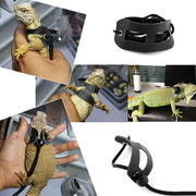 ハーネス リード 4点セット 3サイズセット トカゲ 爬虫類 小動物 部屋んぽ ペット用品 ペットグッズ フェイクレザー 牽引ロープ 紐 リーシュ レザー調 調節可能 無地 単色 ブラック 黒 シンプル お散歩 外出 おでかけ
