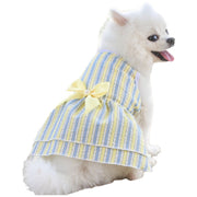 ペットウェア ドッグウェア ワンピース リボン フェイクパール ピンク ブルー チェック ストライプ かわいい 小型犬 サイズ豊富
