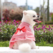ペットウェア ドッグウェア ワンピース リボン フェイクパール ピンク ブルー チェック ストライプ かわいい 小型犬 サイズ豊富