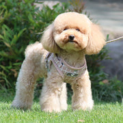 ハーネス リード 2点セット 小型犬 中型犬 イヌ 猫 ネコ ペットグッズ ペット用品 お散歩グッズ 背中開き 背中あき 反射板付き マジック テープ 面ファスナー プラバックル メッシュ Dカン 総柄 チェック グレー ピンク かわいい キュート カジュアル