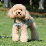 ハーネス リード 2点セット 小型犬 中型犬 イヌ 猫 ネコ ペットグッズ ペット用品 お散歩グッズ 背中開き 背中あき 反射板付き マジック テープ 面ファスナー プラバックル メッシュ Dカン 総柄 チェック グレー ピンク かわいい キュート カジュアル