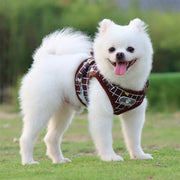 ハーネス リード 2点セット 小型犬 中型犬 イヌ 猫 ネコ ペットグッズ ペット用品 お散歩グッズ 背中開き 背中あき 反射板付き マジック テープ 面ファスナー プラバックル メッシュ Dカン 総柄 チェック グレー ピンク かわいい キュート カジュアル
