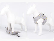 ハーネス リード 2点セット 小型犬 中型犬 イヌ 猫 ネコ ペットグッズ ペット用品 お散歩グッズ 背中開き 背中あき 反射板付き マジック テープ 面ファスナー プラバックル メッシュ Dカン 総柄 チェック グレー ピンク かわいい キュート カジュアル