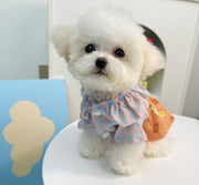 ペットウェア ペット用ワンピース 犬服 猫服 犬用ウェア ドッグウェア 重ね着風 フェイクレイヤード サロペット風 ボタン チェック柄 可愛い おしゃれ お散歩 記念写真 ギフト プレゼント ワンちゃん ネコちゃん イヌ ネコ キャット ドッグ