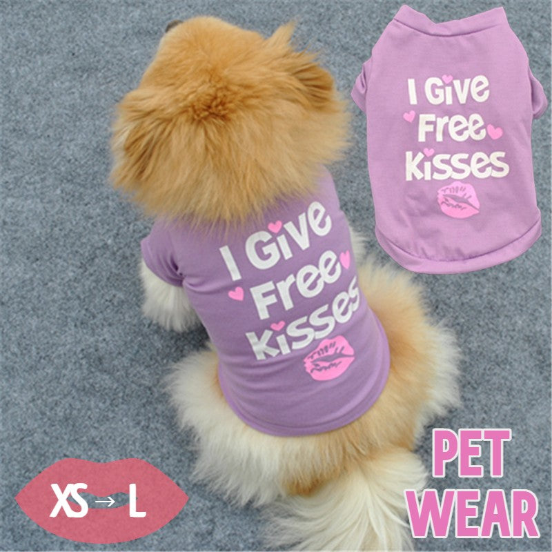 ペットウェア ドッグウエア Tシャツ 半袖 英字 ロゴ リップ くちびる ハート 犬服 犬の服 猫服 プルオーバー かわいい キュート おしゃれ カジュアル ネコちゃん ワンちゃん イヌ ネコ キャット ドッグ 春 秋 冬 犬用 小型犬 中型犬 春 秋 夏 ペット用品 お出かけ お散歩 ペットグッズ ワンちゃん XS S M L パープル