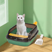 猫用トイレ キャットトイレ 本体 スクエア ハーフ 猫 キャット ペット用品 スコップ付き 洗える シンプル ナチュラル 猫トイレ ゆったり トレー