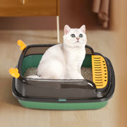 猫用トイレ キャットトイレ 本体 スクエア ハーフ 猫 キャット ペット用品 スコップ付き 洗える シンプル ナチュラル 猫トイレ ゆったり トレー