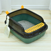 猫用トイレ キャットトイレ 本体 スクエア ハーフ 猫 キャット ペット用品 スコップ付き 洗える シンプル ナチュラル 猫トイレ ゆったり トレー