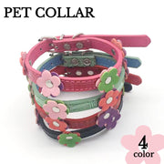 ペット用首輪 カラー 犬用 猫用 小型犬 中型犬 ペット用品 お花 フラワー ベルト式 長さ調節可能 レザー風 お散歩 お出かけ かわいい おしゃれ イヌ ネコ