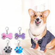 ペット用迷子札 ネームタグ ネームプレート キーホルダー 犬 猫 いぬ ねこ 犬猫兼用 ペット 肉球型 ホネ型 ナスカン付き カニカン付き かわいい 可愛い おしゃれ 首輪 カラー グレー 青 ピンク 紫