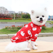 ペット服 トレーナー ドッグウエア キャットウエア カットソー プルオーバー 袖あり 秋冬 防寒 暖か プリント 柄 お散歩 お出掛け 可愛い 動物 フルーツ サンタ ペット用品