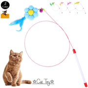 ペット用品 キャット 猫じゃらし おもちゃ スティック ストレス解消 遊び 運動 ダイエット 花 羽 鈴 可愛い ペットグッズ カラフル 猫 竿 ゆらゆら ピンク パープル イエロー ブルー グリーン