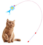 ペット用品 キャット 猫じゃらし おもちゃ スティック ストレス解消 遊び 運動 ダイエット 花 羽 鈴 可愛い ペットグッズ カラフル 猫 竿 ゆらゆら ピンク パープル イエロー ブルー グリーン