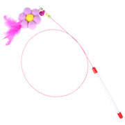 ペット用品 キャット 猫じゃらし おもちゃ スティック ストレス解消 遊び 運動 ダイエット 花 羽 鈴 可愛い ペットグッズ カラフル 猫 竿 ゆらゆら ピンク パープル イエロー ブルー グリーン