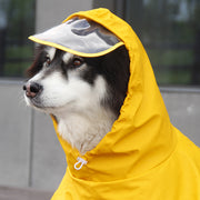 ペット用レインコート ポンチョ型 ペットウェア ドッグウェア 犬用 雨具 フード付き シンプル かわいい イエロー お散歩 公園 お出かけ ペット服 犬の服 雨合羽 カッパ ペット用品