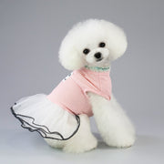 ワンピース ドッグウエア スカート 犬用 ペット 犬服 ノースリーブ ボーダー シフォン かわいい ガーリー フェミニン