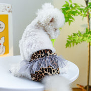 犬用 サニタリーパンツ マナーパンツ 生理用ショーツ おむつカバー ペット用品 チュール フリル スカート風 ヒョウ柄 かわいい