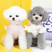 ドッグウェア ペットウェア カットソー 犬服 猫服 小型犬 ペット用品 洋服 クマ くま フリル袖 おしゃれ かわいい プルオーバー Dカン付き 総柄 プリント お出かけ お散歩 イヌ いぬ ネコ ねこ キャットウェア