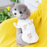 ドッグウェア ペットウェア カットソー 犬服 猫服 小型犬 ペット用品 洋服 クマ くま フリル袖 おしゃれ かわいい プルオーバー Dカン付き 総柄 プリント お出かけ お散歩 イヌ いぬ ネコ ねこ キャットウェア