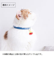 猫用首輪 鈴付き カラー チョーカー セーフティバックル デニム くびわ 愛猫 猫用品 星柄 無地 ステッチ おしゃれ おめかし ベル サッカーボール ブルー CAT ペットグッズ