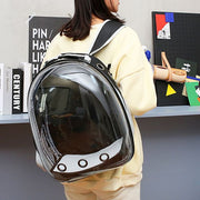 猫用キャリーバッグ リュックキャリー ペットキャリー 透明 カプセル型 クリアー 無地 メッシュ 通気性 窓付き 旅行 お出かけ 通院 避難 車内 見える ねこ用 キャット 小動物 ブラック ピンク ブルー レッド 黒 青 赤