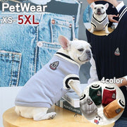 ドッグウェア セーター ニット トップス 犬服 ペット服 ペット用品 小型犬 中型犬 裏起毛 Vネック リブ ワンポイント ベスト風 かわいい おしゃれ お散歩 お出かけ