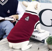 ドッグウェア セーター ニット トップス 犬服 ペット服 ペット用品 小型犬 中型犬 裏起毛 Vネック リブ ワンポイント ベスト風 かわいい おしゃれ お散歩 お出かけ