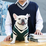 ドッグウェア セーター ニット トップス 犬服 ペット服 ペット用品 小型犬 中型犬 裏起毛 Vネック リブ ワンポイント ベスト風 かわいい おしゃれ お散歩 お出かけ