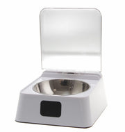 自動給餌器 ペットボウル ペット用食器 イヌ 犬 猫 ネコ ペット用品 ペットグッズ 蓋つき センサー 自動開閉 充電式 スクエア 四角 土台付き 無地 ホワイト シンプル リチウム