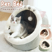ペットベッド 猫 小型犬 ウサギ うさぎ 猫用 ネコ ペットグッズ ペット用品 ドーム型  耳付き ふわふわ あったか 冬 秋 春 暖かい グリーン ピンク グレー かわいい キュート カジュアル ポップ ガーリー ふかふか 通年仕様