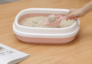 猫用トイレ キャットトイレ 本体 スクエア ハーフ 猫 キャット ペット用品 Mサイズ スコップ付き 収納らくらく 洗える シンプル 無地 ナチュラル 猫トイレ ゆったり トレー ピンク グレー グリーン