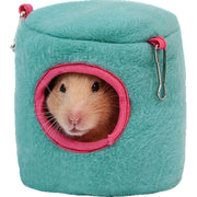 小動物用ハウス ハムスター マウス ベッド 吊るす ドーム型ハウス ペット用インテリア 筒型 三角 円柱 モコモコ 防寒 ボア 起毛 寝床 ペットグッズ ハンギングベッド ブルー ピンク