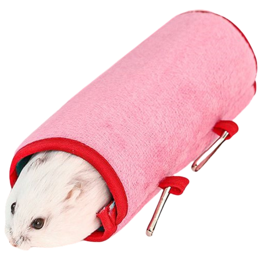 小動物用ハウス ハムスター マウス ベッド 吊るす ドーム型ハウス ペット用インテリア 筒型 三角 円柱 モコモコ 防寒 ボア 起毛 寝床 ペットグッズ ハンギングベッド ブルー ピンク