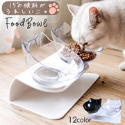 猫用食器 犬用食器 フードボウル ダブルボウル 台付き スタンド付き 食べやすい 餌皿 エサ皿 ウォーターボウル イヌ 給水 猫用品 犬用品 ペット用品 ネコ 猫 ねこ シンプル かわいい おしゃれ モノクロ クリア アクリル 透明 無地 高さ 首の負担軽減 角度 ブラック 黒 ホワイト 白