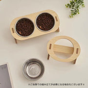 フードボウル ペットボウル 食器 エサ入れ 餌入れ 猫 ネコ 犬 イヌ ペット用品 木製 スタンド付き 傾斜 吐き戻し防止 食べやすい 餌皿 かわいい おしゃれ