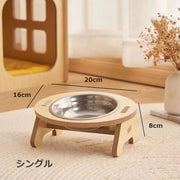 フードボウル ペットボウル 食器 エサ入れ 餌入れ 猫 ネコ 犬 イヌ ペット用品 木製 スタンド付き 傾斜 吐き戻し防止 食べやすい 餌皿 かわいい おしゃれ