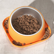 ペット用食器 フードボウル ウォーターボウル エサ入れ 餌入れ 水入れ 保温効果 ペット用品 ペットグッズ 犬用 猫用 イヌ ネコ 斜め 角度付き 食べやすい こぼれにくい 丸型 サークル 取り外し可 水洗い可 シンプル かわいい 白 黄 橙