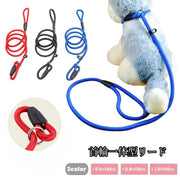 リード 首輪 一体型 犬用 スリップリード ペット用品 ペットグッズ 縄 牽引紐 ロープ 引っ張り防止 無地 シンプル カジュアル お出かけ 散歩 外出 外遊び 公園 黒 青 赤