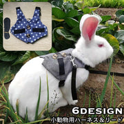 小動物用ハーネス リード 2点セット ウサギ 兎 モルモット フェレット ペットウェア ベストハーネス カジュアル 星柄 花柄 パイナップル 散歩 リード紐 ペットグッズ ペット用品