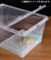 飼育ケース プラスチックケース プラケース 両生類 爬虫類 昆虫 小動物用 飼育容器 カエル トカゲ カメ 小型 給餌箱 隔離ボックス 透明 通気性 小型 浮島 両開き 蓋付き コンパクト クリア 飼育ケージ
