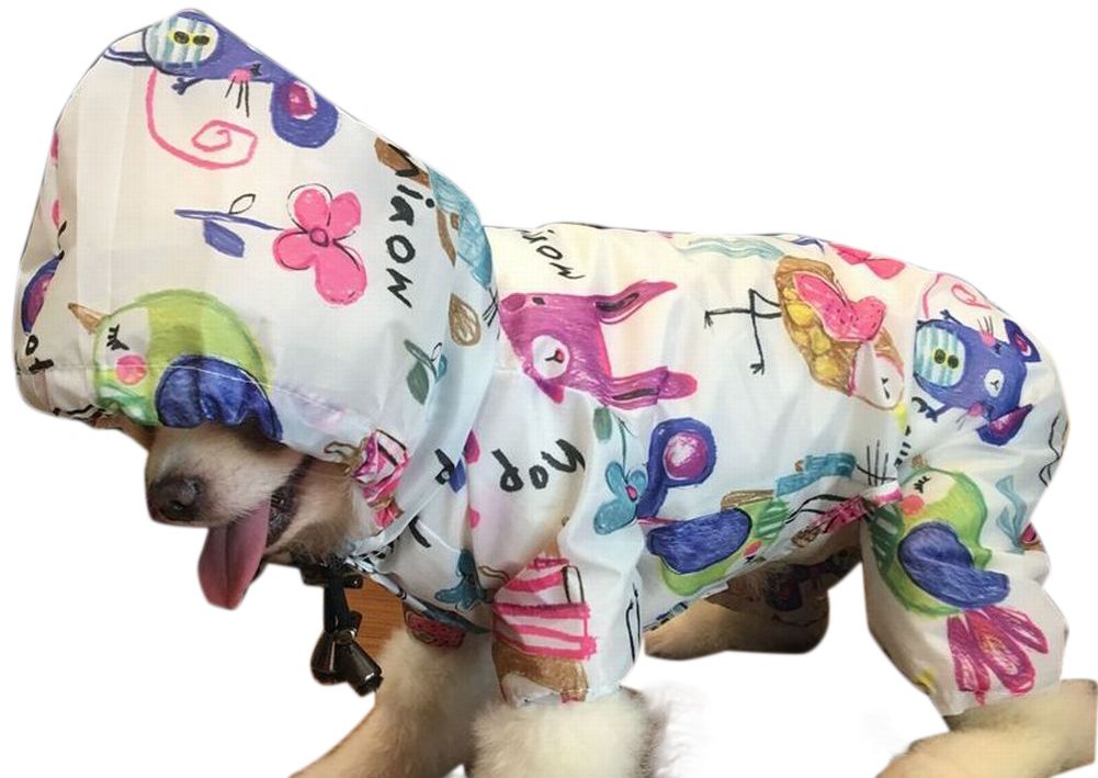 ペットウェア ペットレインコート 犬用 犬服 ペット用品 ドッグウェア アウター カッパ つなぎ カバーオール 袖あり 防水 柄物 お散歩 お出かけ 可愛い