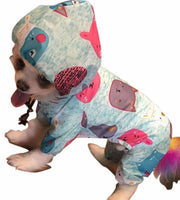 ペットウェア ペットレインコート 犬用 犬服 ペット用品 ドッグウェア アウター カッパ つなぎ カバーオール 袖あり 防水 柄物 お散歩 お出かけ 可愛い