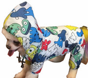 ペットウェア ペットレインコート 犬用 犬服 ペット用品 ドッグウェア アウター カッパ つなぎ カバーオール 袖あり 防水 柄物 お散歩 お出かけ 可愛い
