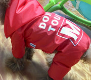 ペットウェア ペットレインコート 犬用 犬服 ペット用品 ドッグウェア アウター カッパ つなぎ カバーオール 袖あり 防水 柄物 お散歩 お出かけ 可愛い